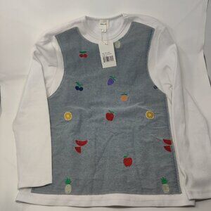 Teeny Kiwi Fruit Party Chambray Denim Ribbed T-shirt Youth/Teens size 22